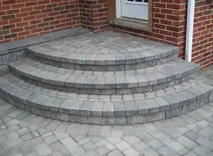 Curved design stone block steps
