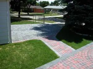 Outdoor paver walkway for garden and yard landscaping.