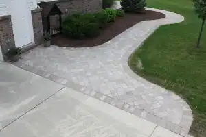 Beautiful stone paver walkway for outdoor landscaping and garden pathways.