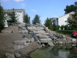 Professional outdoor landscaping and pond waterfall installation in San Marino.